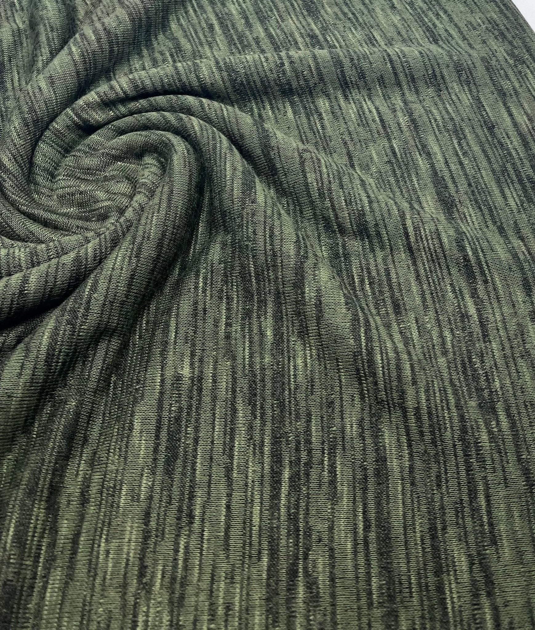 Khaki Black Mix Melange Knit Stretch Fabric - T9 Fabrics